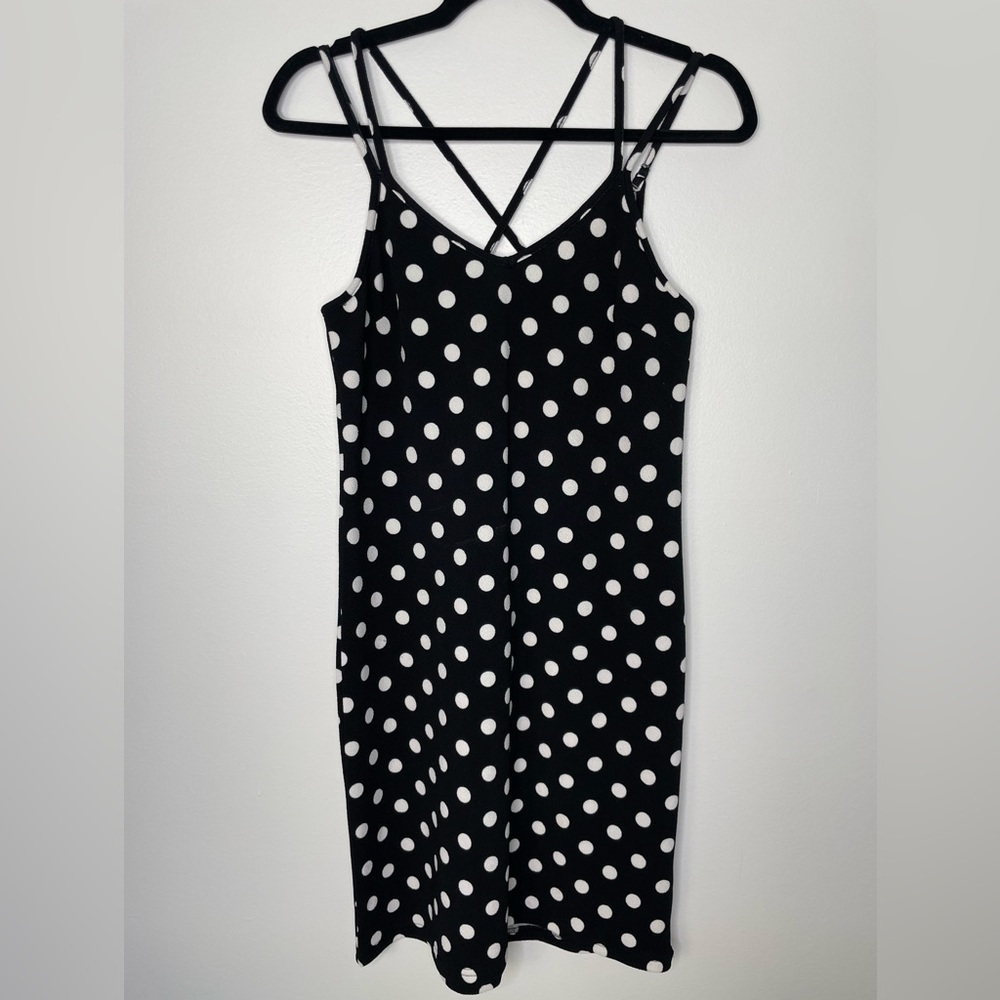 Suzy shier polka dot crossback straps mini dress